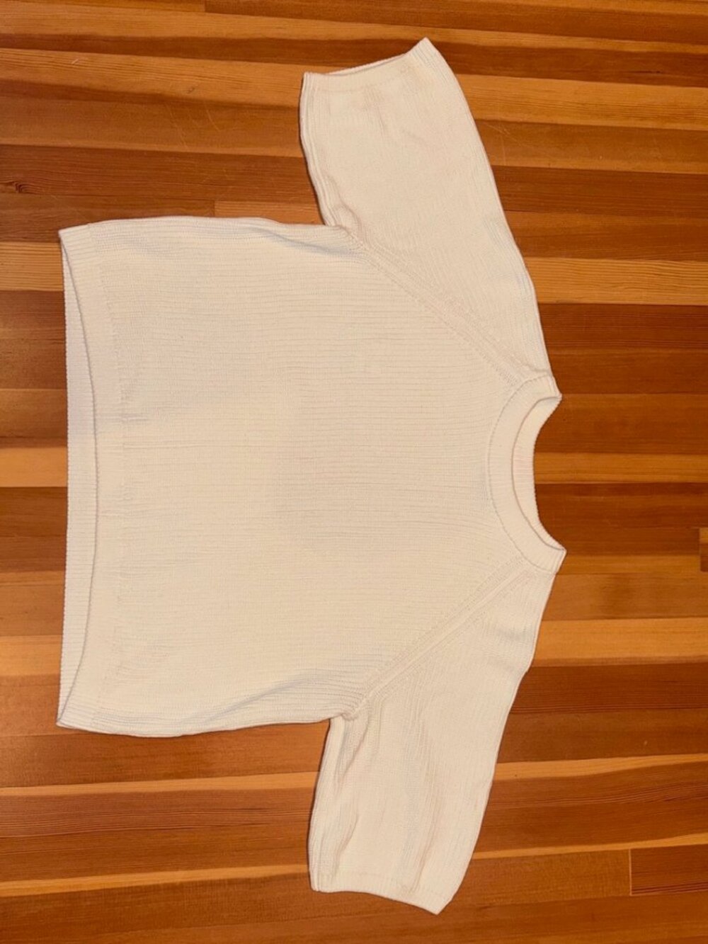 Cream cropped sweater with cropped sleeves - size small, from Exposure